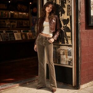 VTG Parasuco Womens 13 Brown Velvet Low Rise Bootcut Jeans Y2K Indie Sleaze
